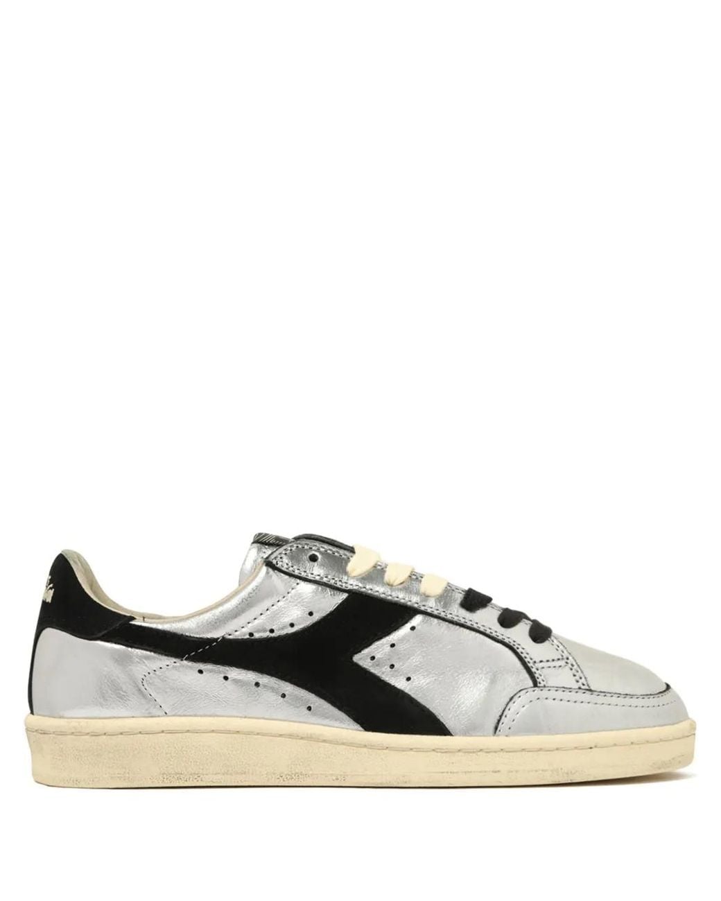 Diadora Black Metallic-Leather Panel Sneakers