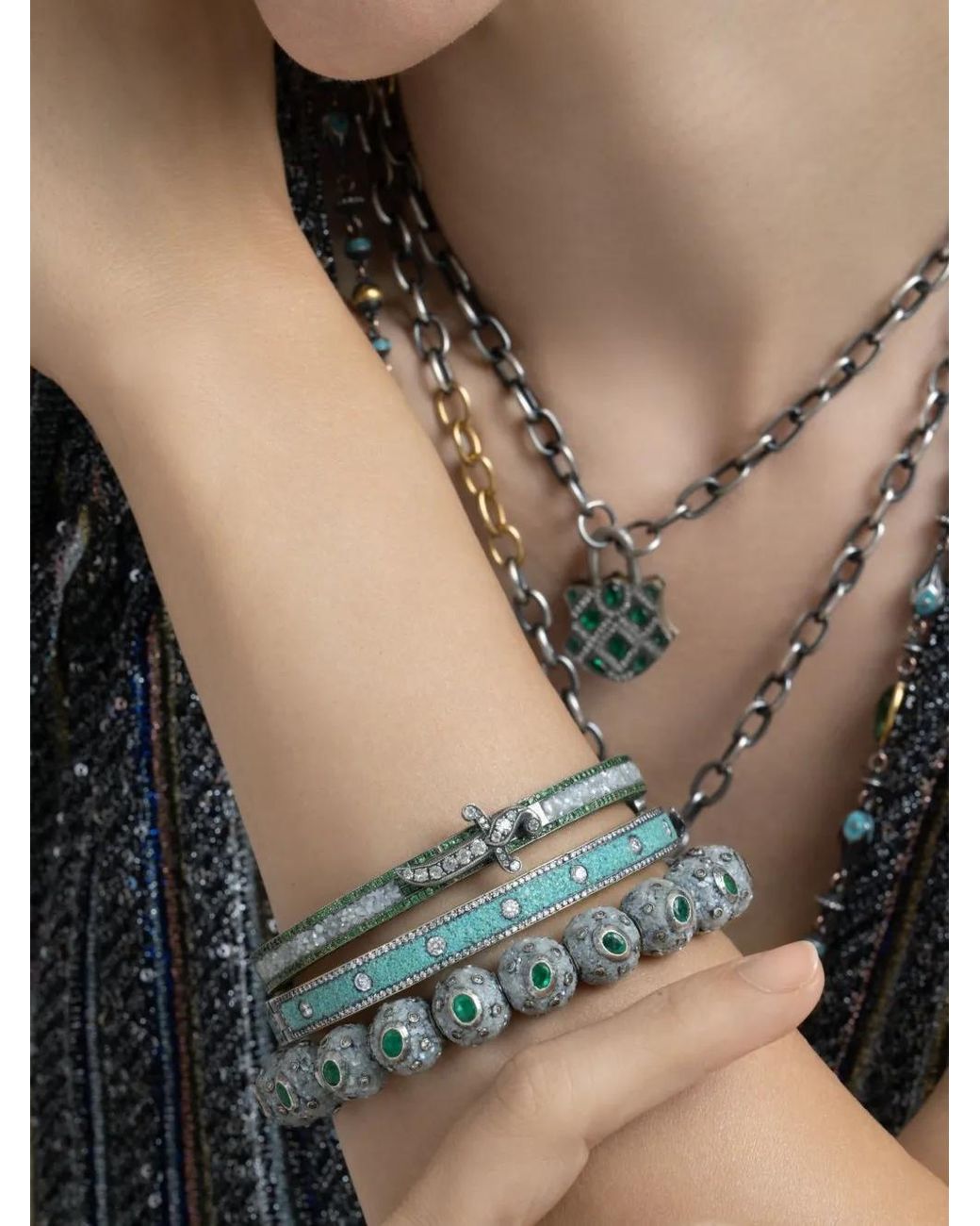 Sevan Bıçakçı Metallic And Diamond Micro Mosaic Bangle