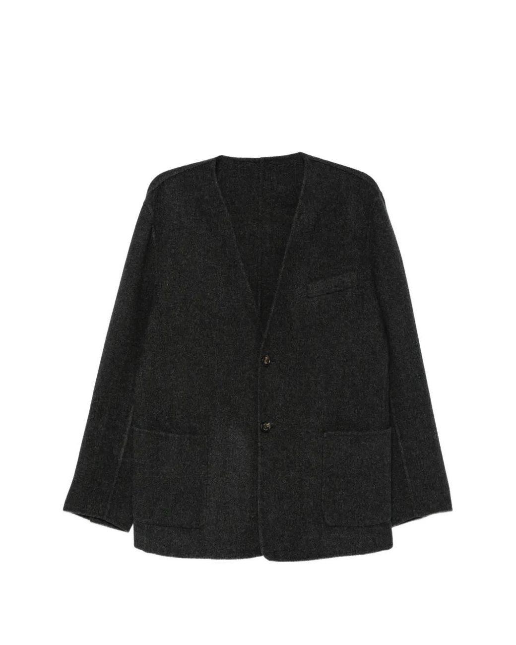 Eleventy Black V-Neck Button-Up Jacket for men