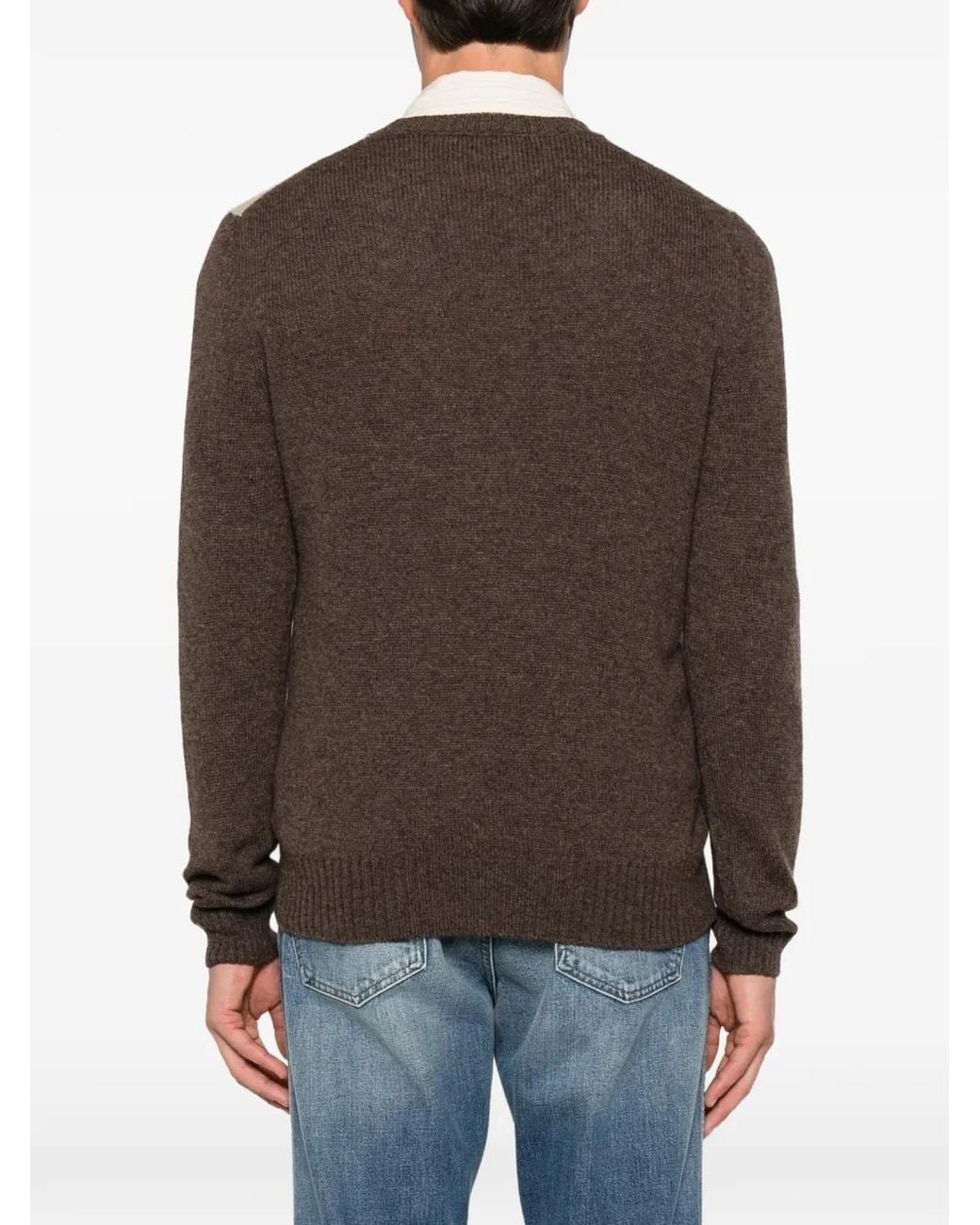 Fileria Brown Argyle-Knit Sweater for men
