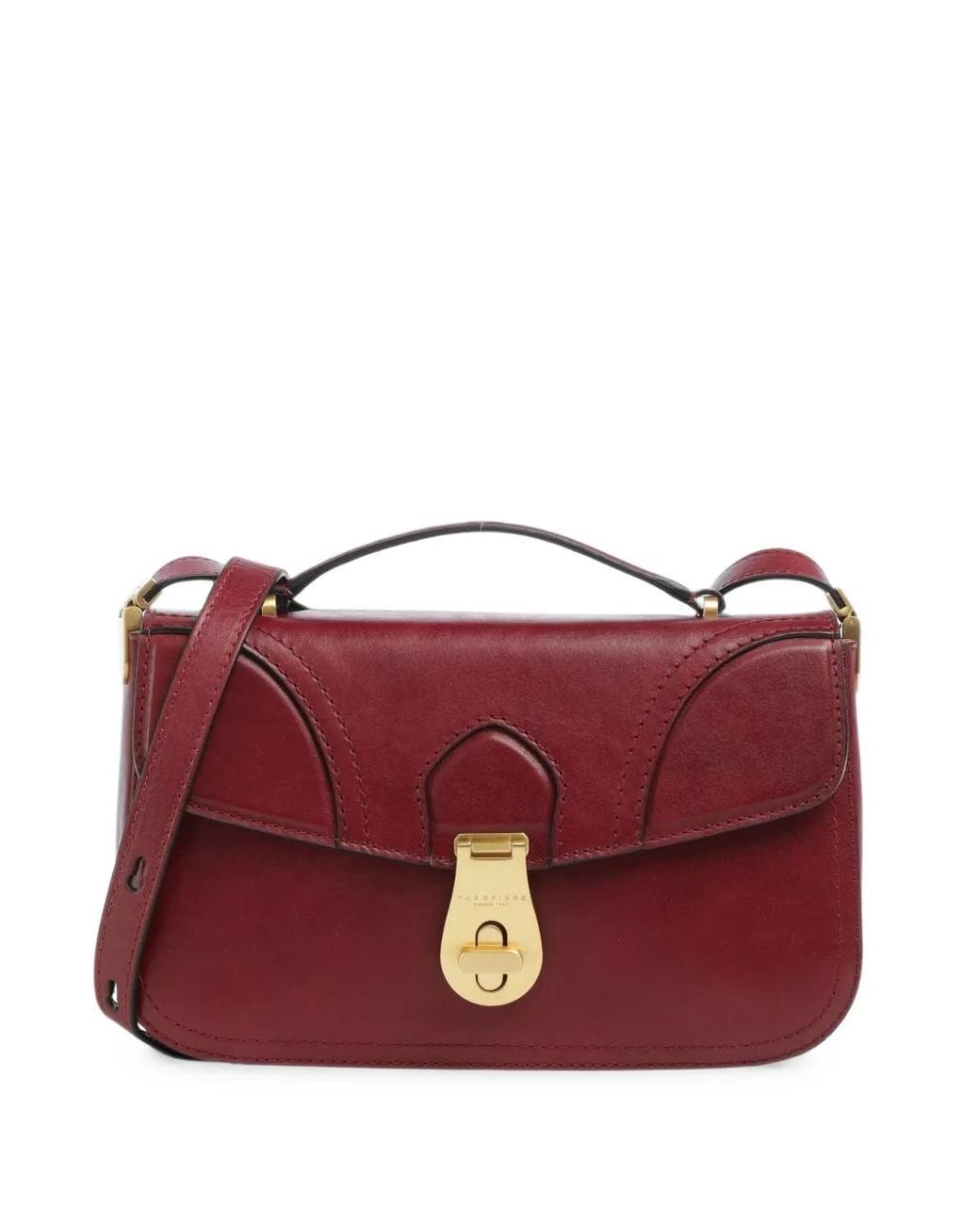 The Bridge Red Leather Twist-Lock Tote Bag