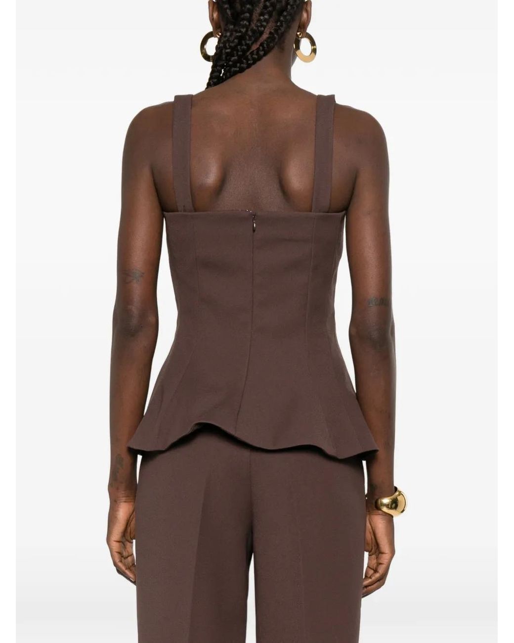 Stine Goya Brown Square-Neck Top
