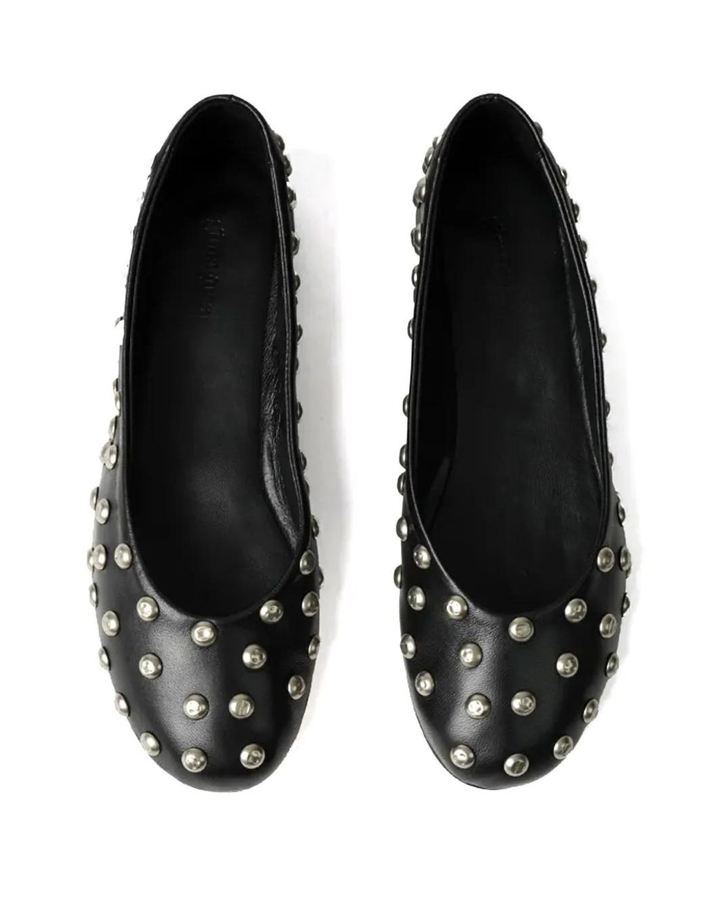GIMAGUAS Black Stud-Embellished Ballerina Shoes