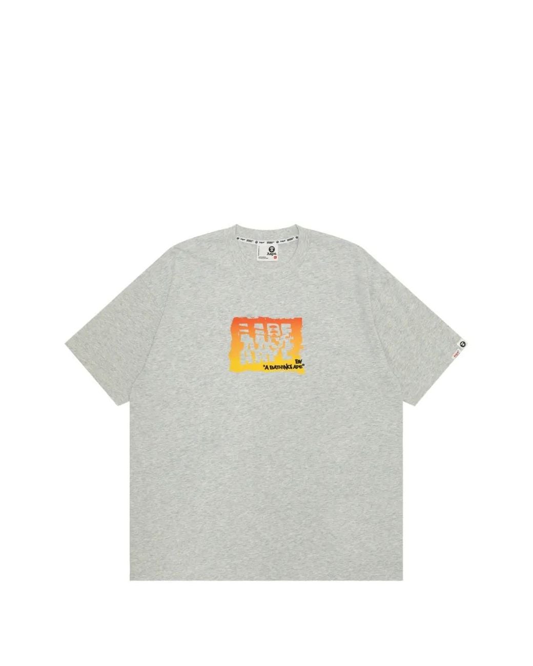 Aape By A Bathing Ape Gray Aape Graphic Print T-Shirt for men
