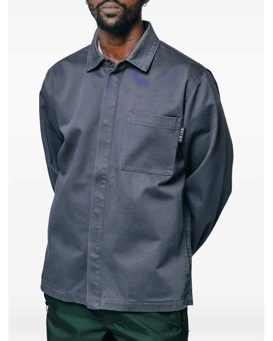 GR10K Blue Chest-Pocket Shirt Jacket for men