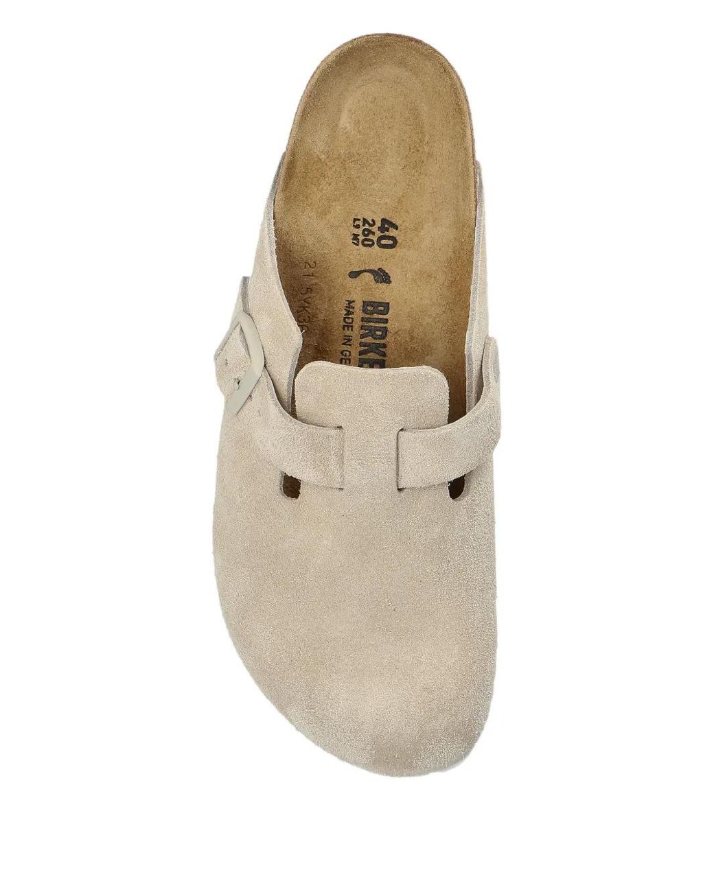 Birkenstock White Boston Suede Mules