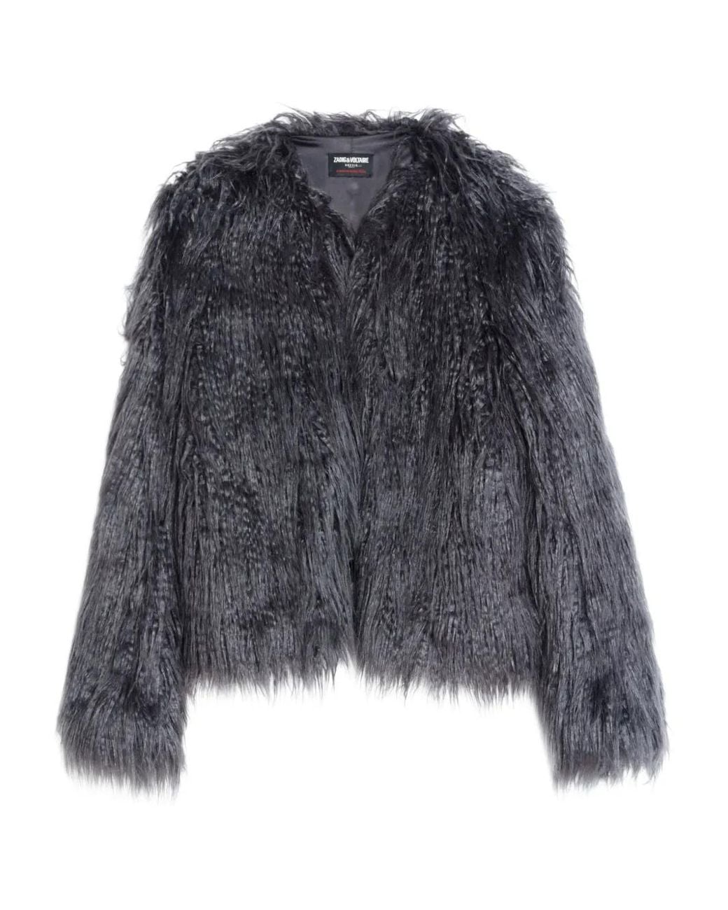 Zadig & Voltaire Gray Freddie Curly Faux Fur Coat