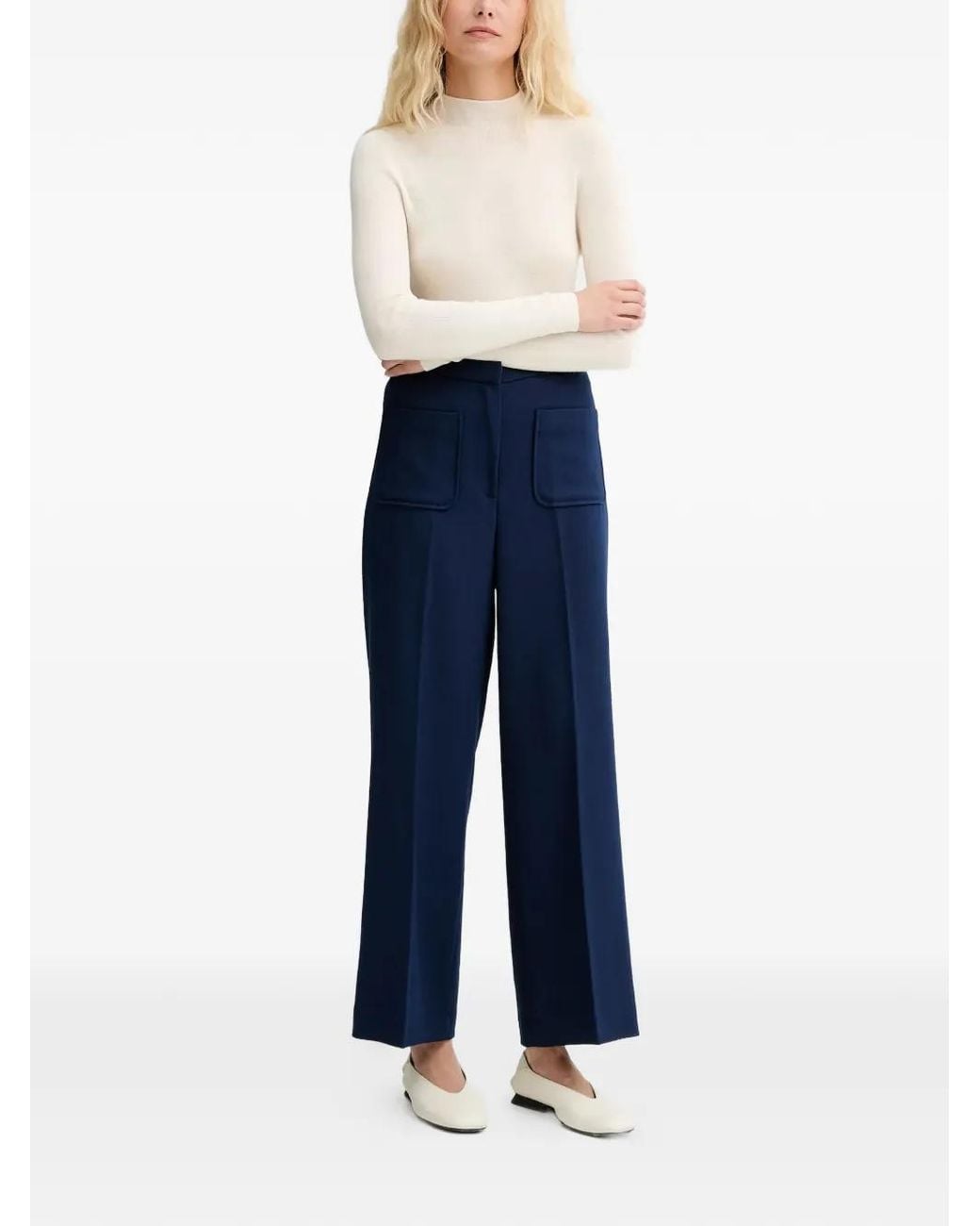 Sessun Blue Cropped Flared Trousers