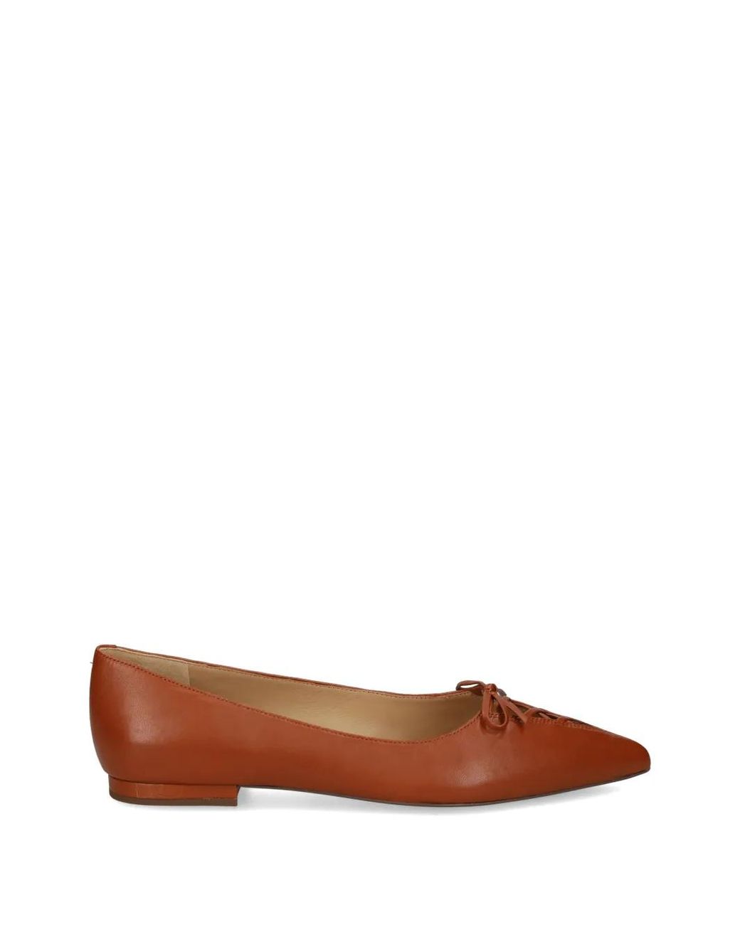 Ralph Lauren Brown Lace-Up Pointed-Toe Ballet Flats