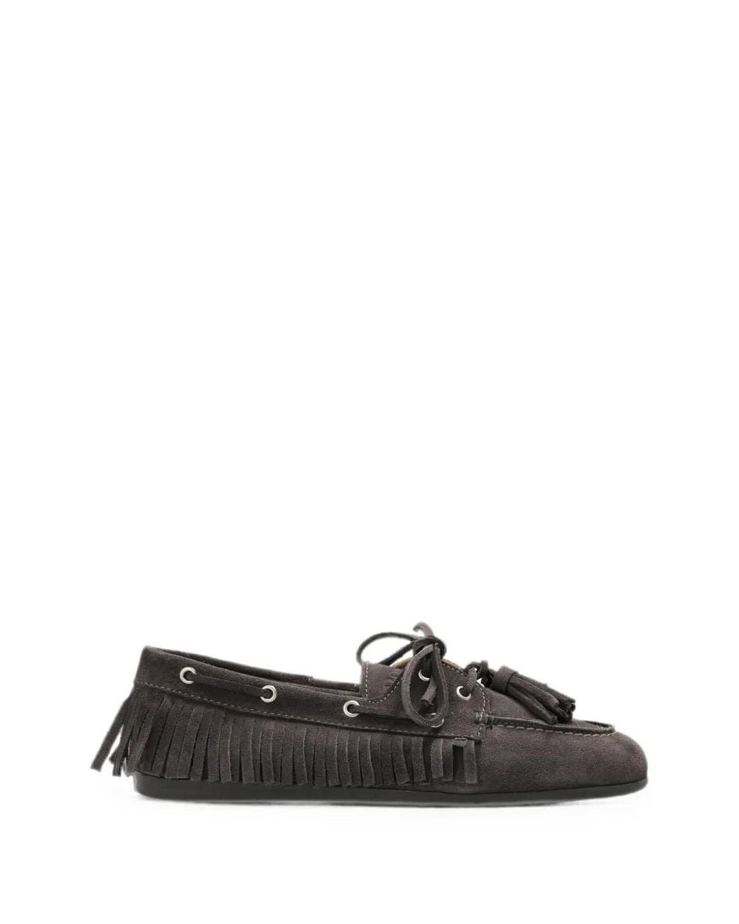 POSA Black Tassel-Detail Fringed Loafers