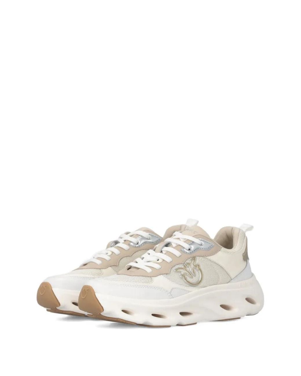 Pinko White Sneakers With Love Birds Logo