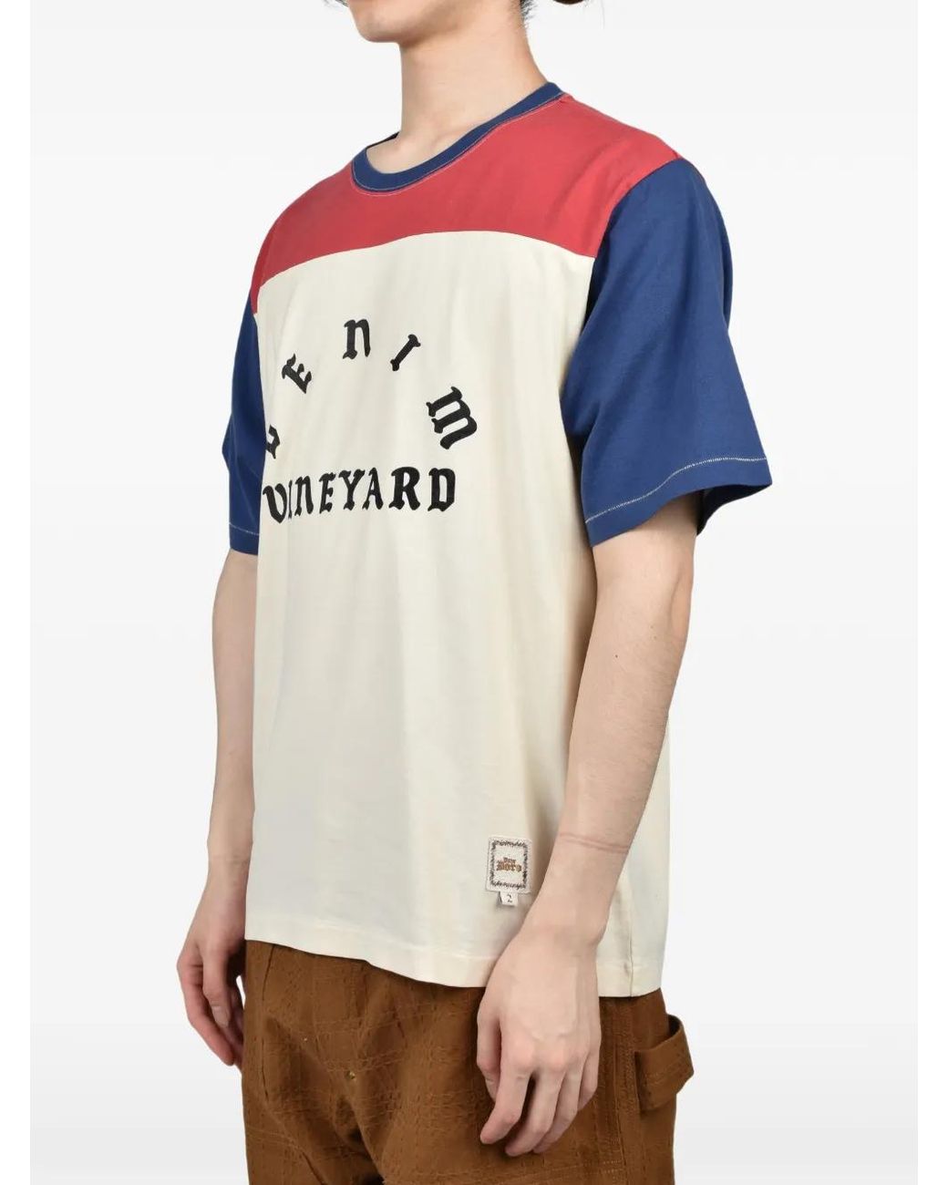 Dear BORO Red T-Shirt Colour Block À Logo Imprimé for men