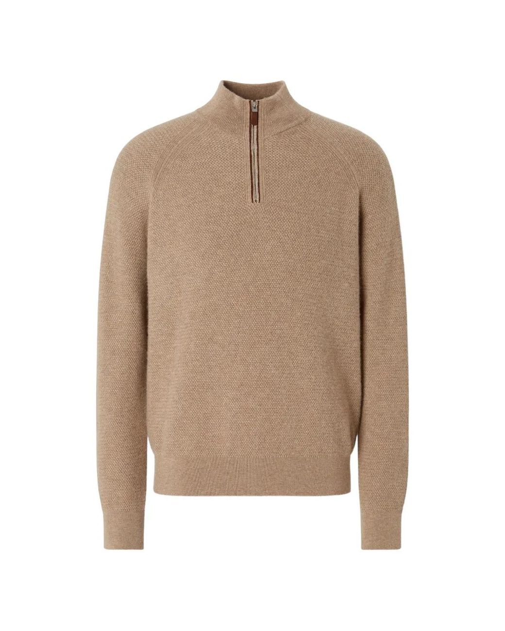 Zegna Natural Light- Mélange Oasi Cashmere Zip-Mock Sweater for men