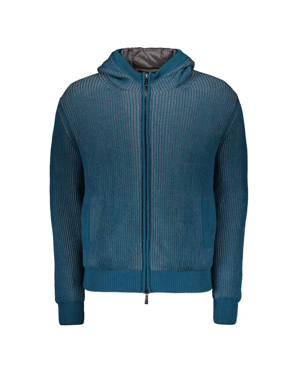 Moorer Blue Padded Ribbed Jacket for men