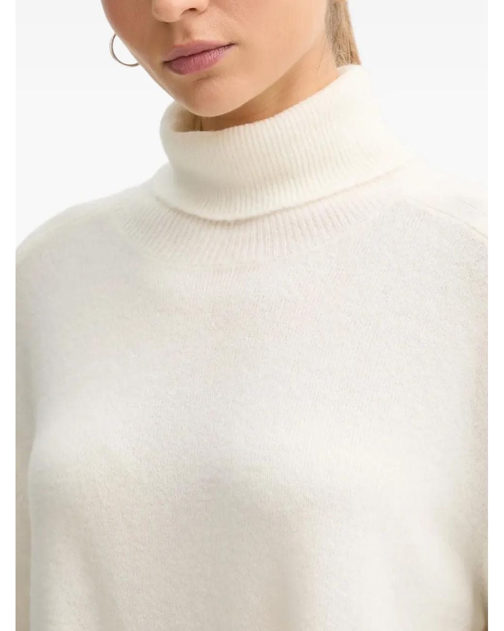 Benetton White Roll-Neck Knitted Sweater