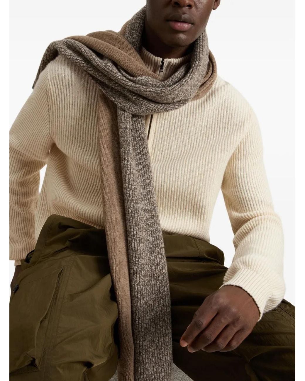 Woolrich White Ribbed Half-Zip Sweater for men