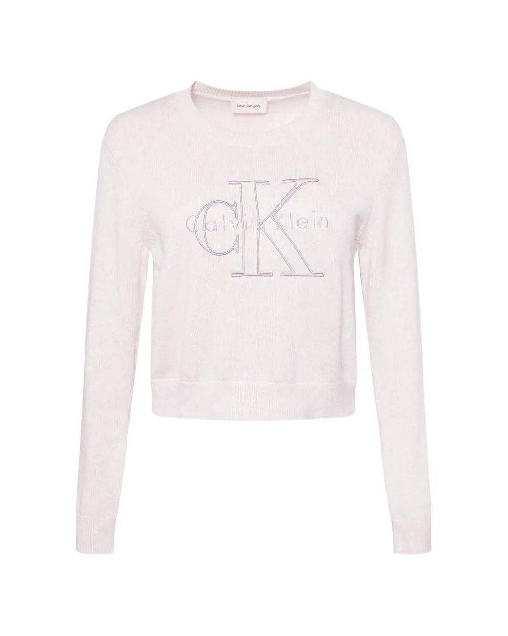 Calvin Klein White Logo-Embroidered Sweater