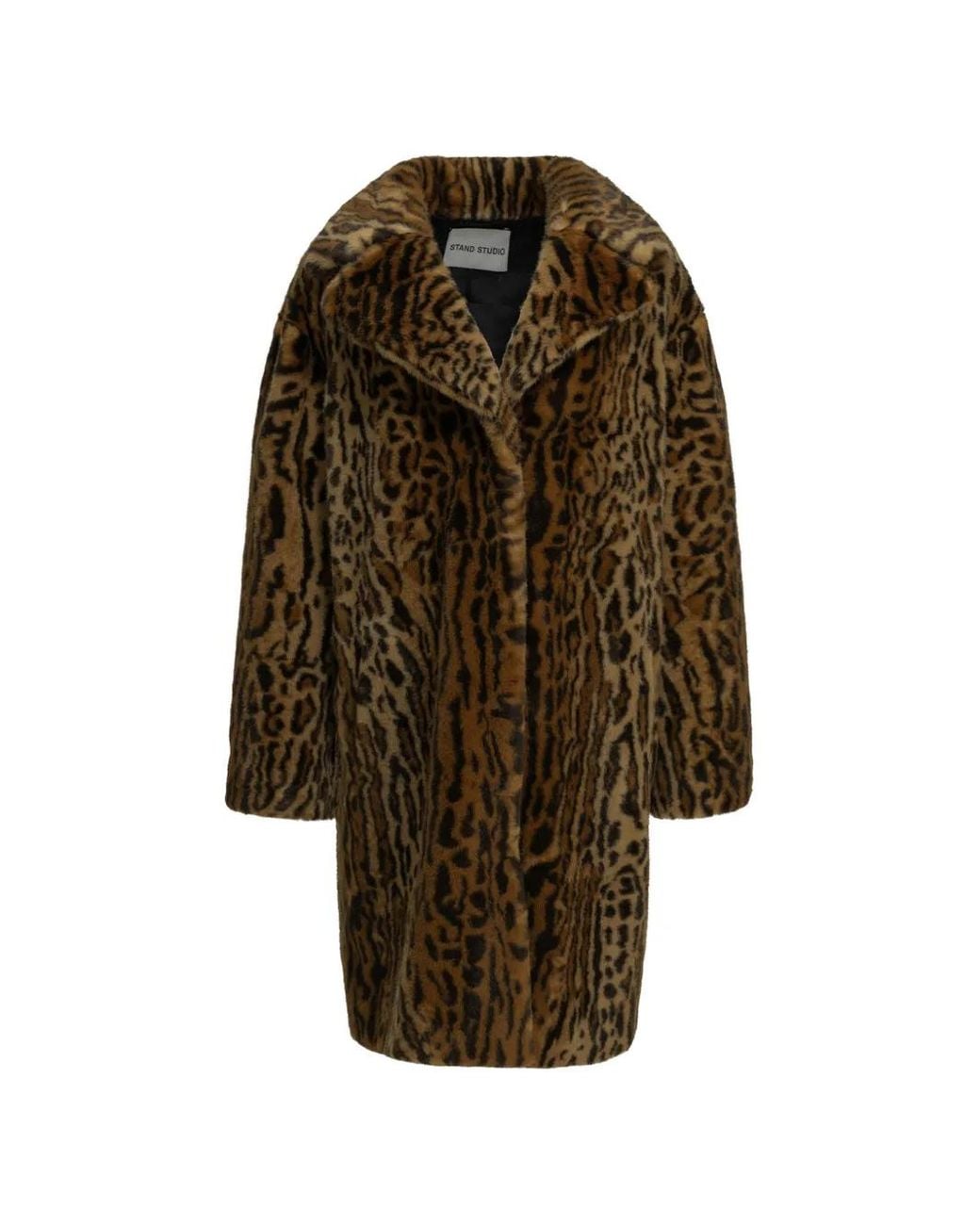 Stand Studio Natural Camille Cocoon Leopard-Print Coat