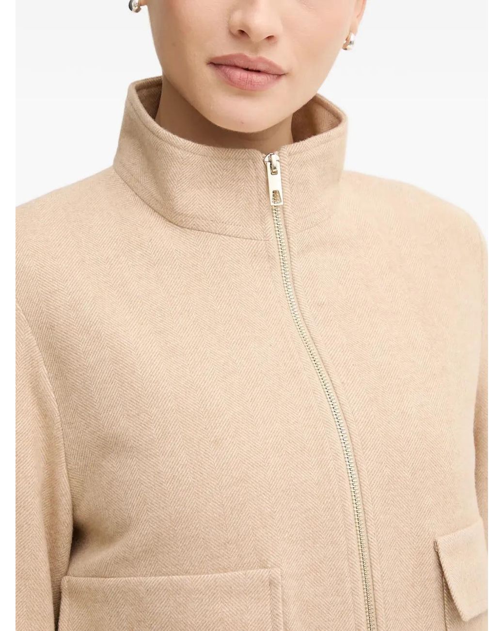 MARC AUREL Natural Zip-Up Cropped Jacket