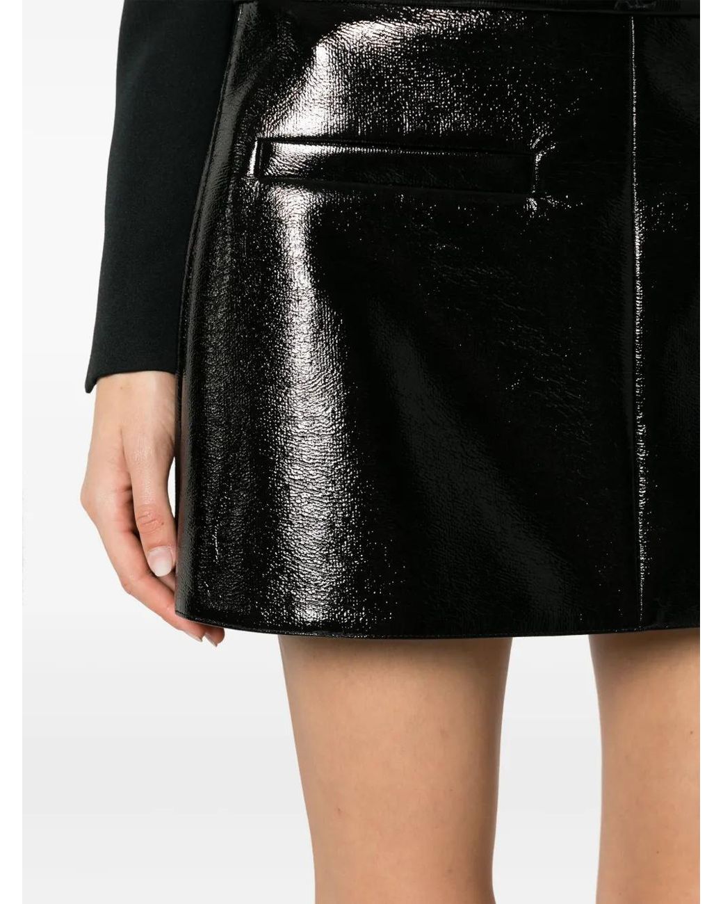 Courreges Black High-Shine Mini Skirt