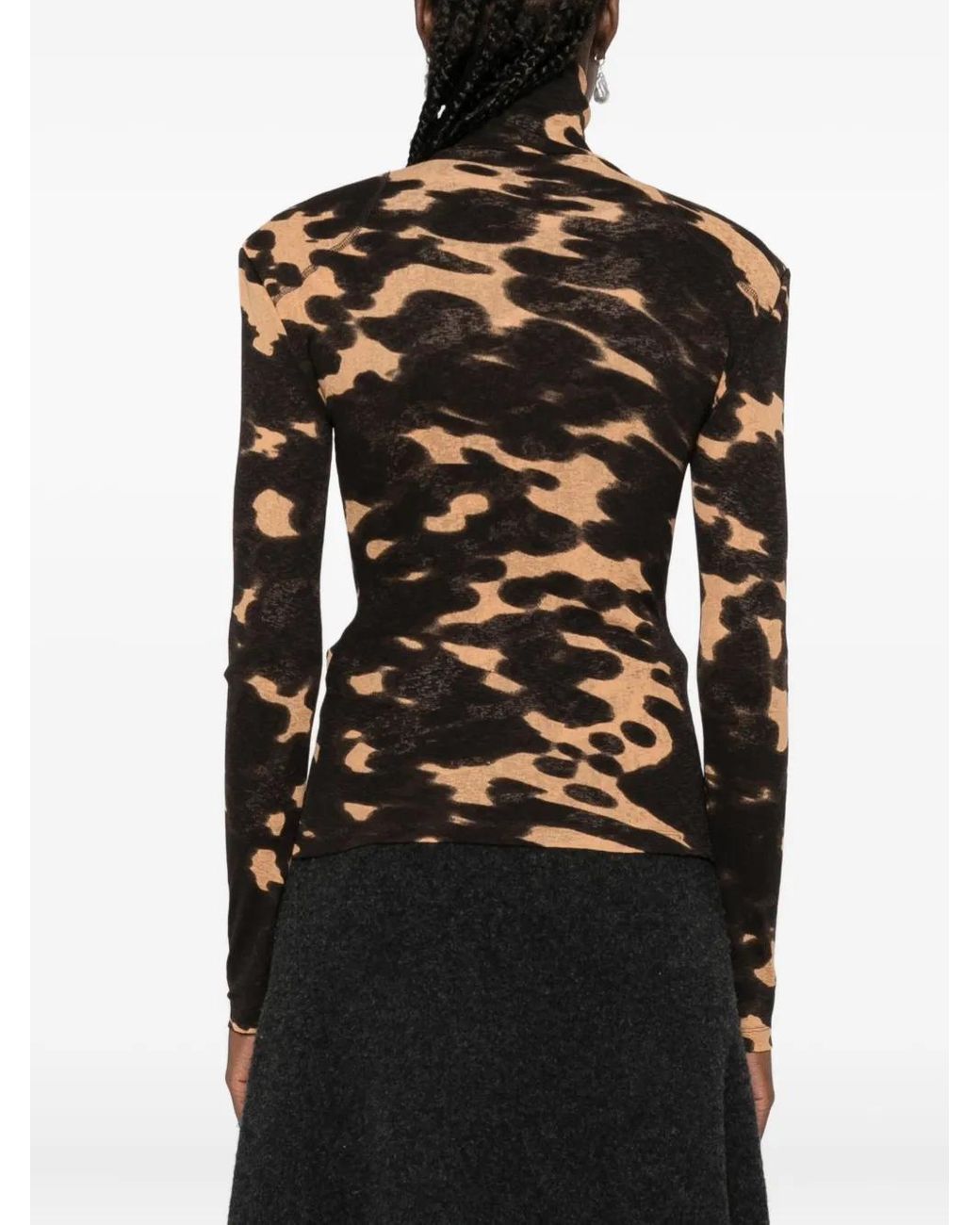 Nanushka Black Print Turtleneck Top