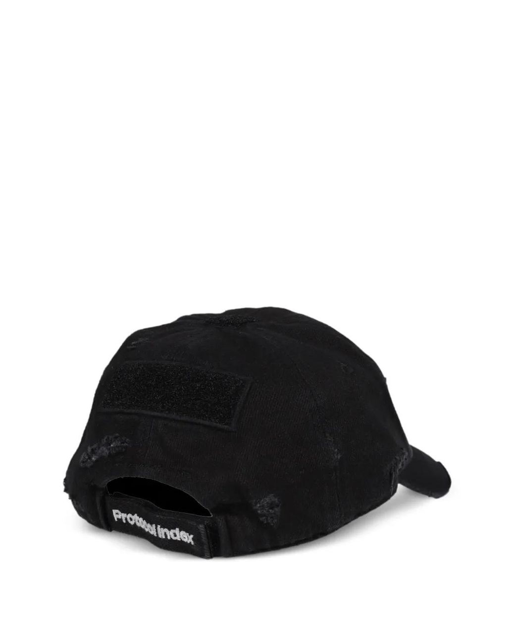 Protocol Index Black Distressed Embroidered Cap for men