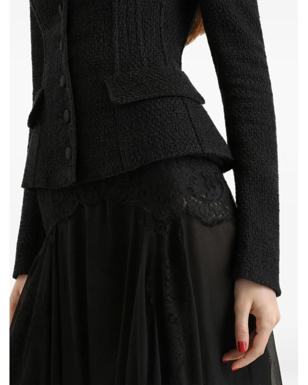 Dolce & Gabbana Black Sweetheart-Neck Tweed Jacket