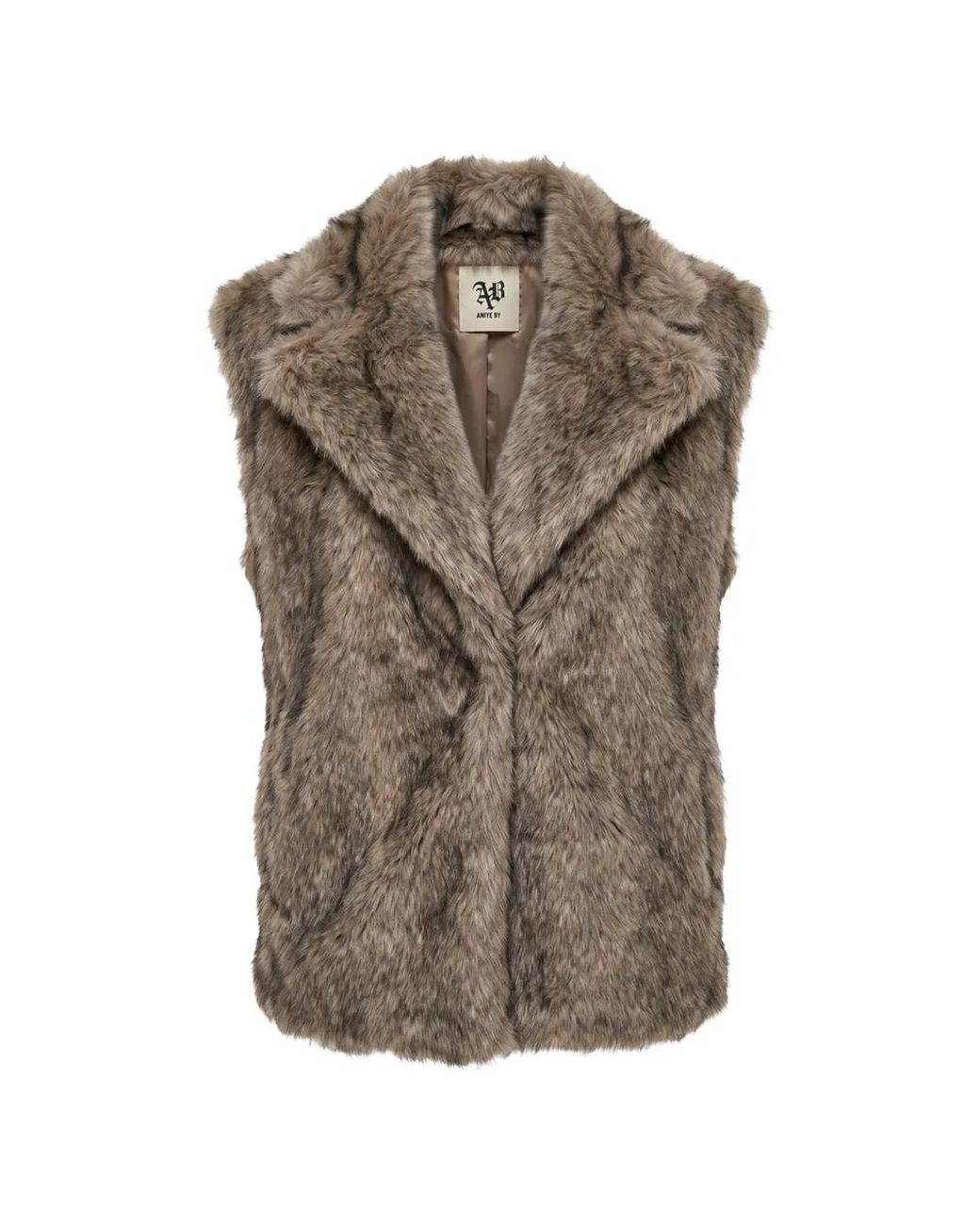 Aniye By Brown Faux-Fur Notched-Lapels Gilet