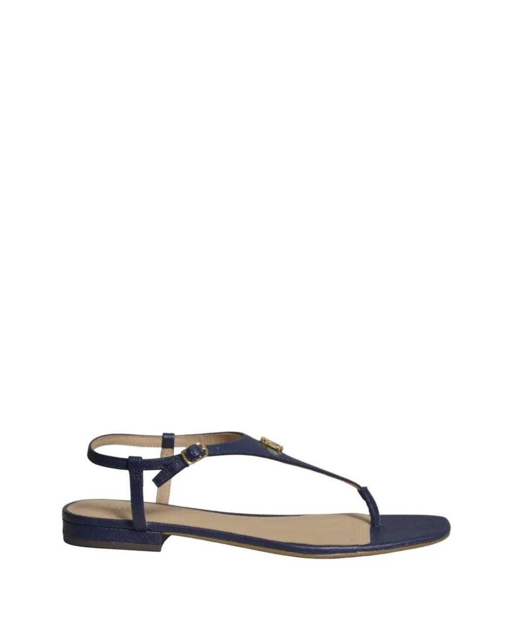 Ralph Lauren Blue Logo-Plaque Thong Sandals