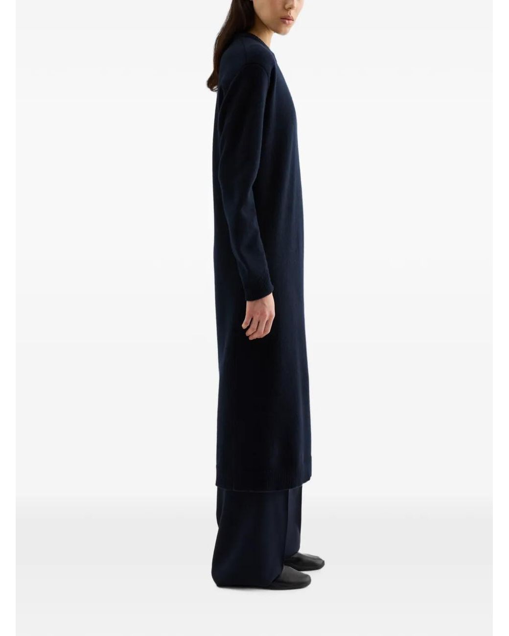 Jil Sander Blue Wool Crew-Neck Dress