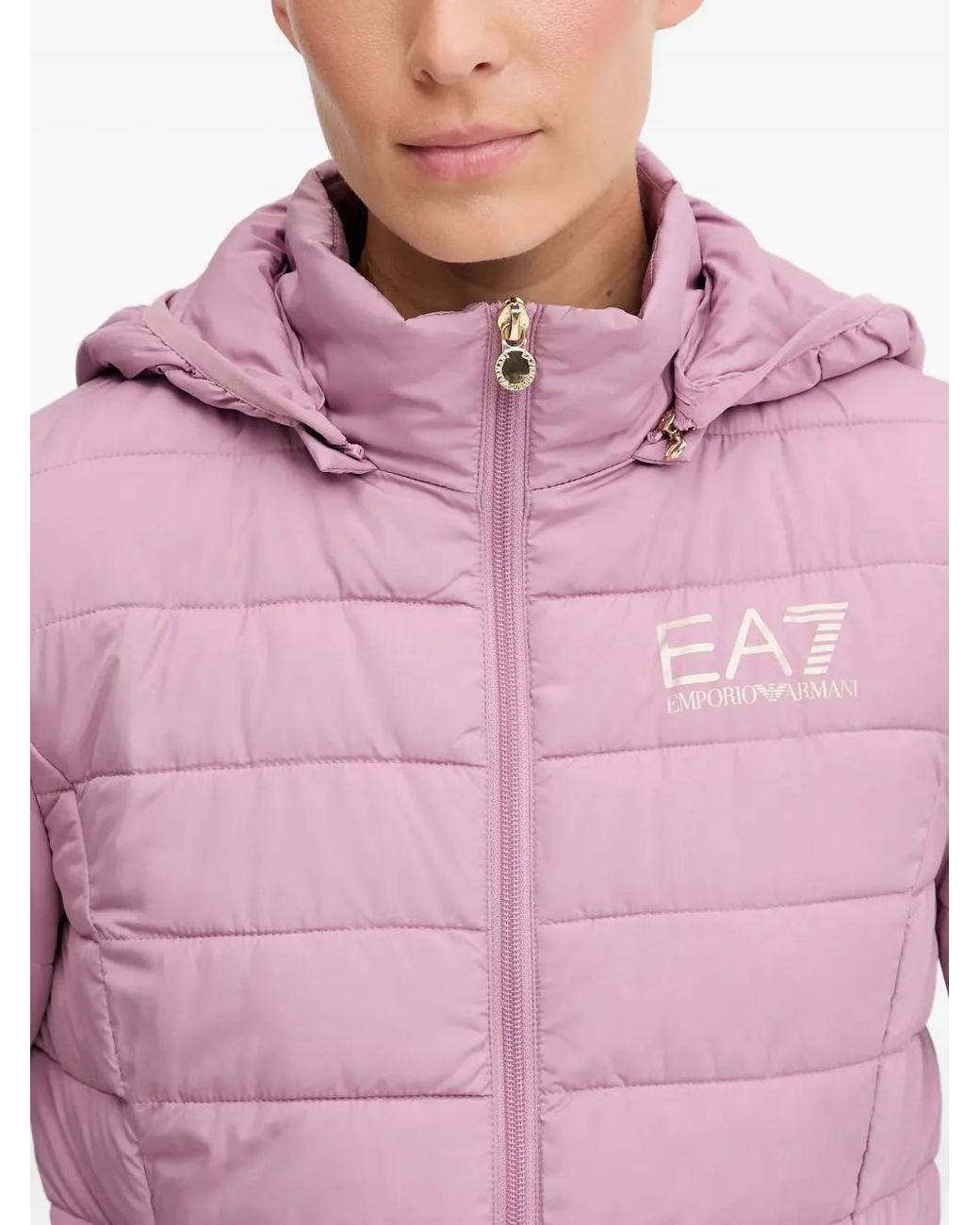 EA7 Pink Zip-Fastening Padded Jacket