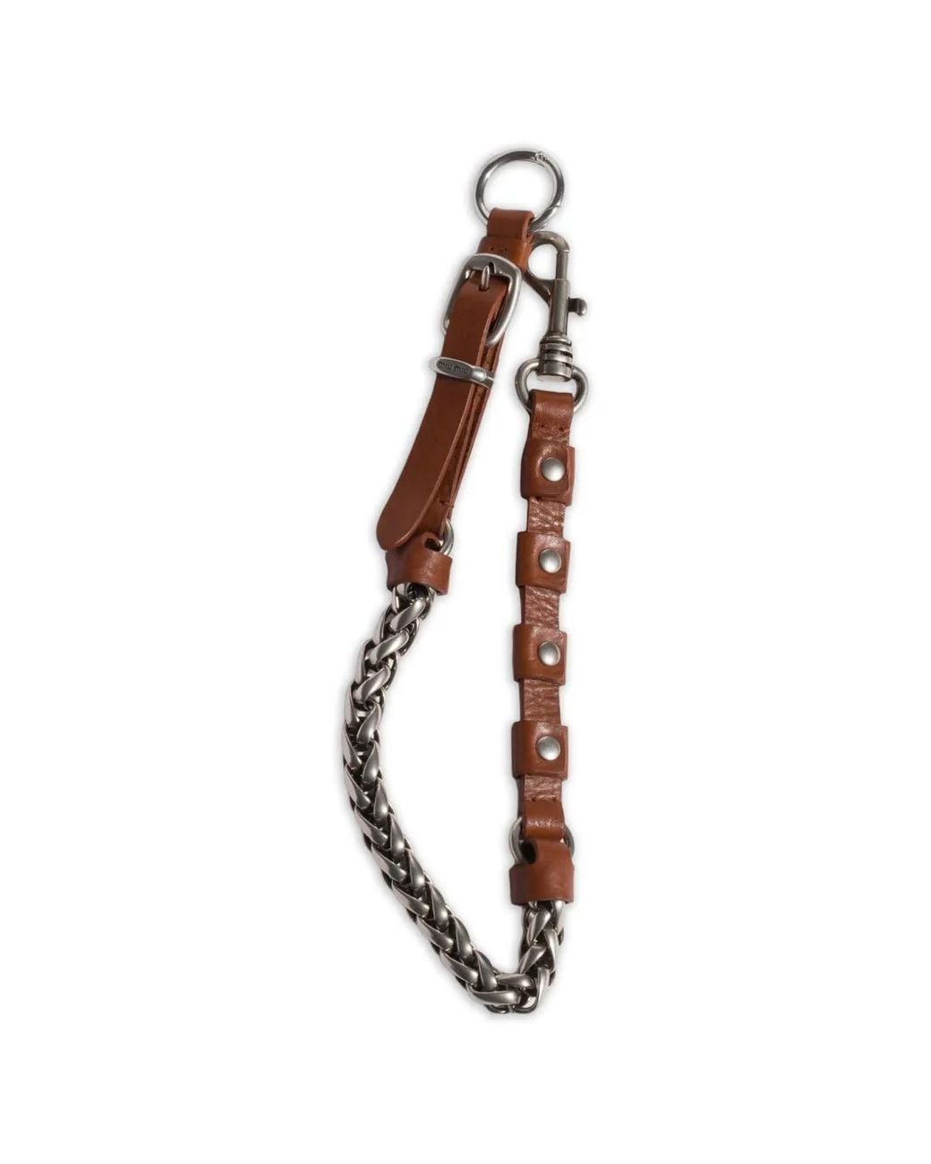 Miu Miu Metallic Leather And Metal Key Ring Trick