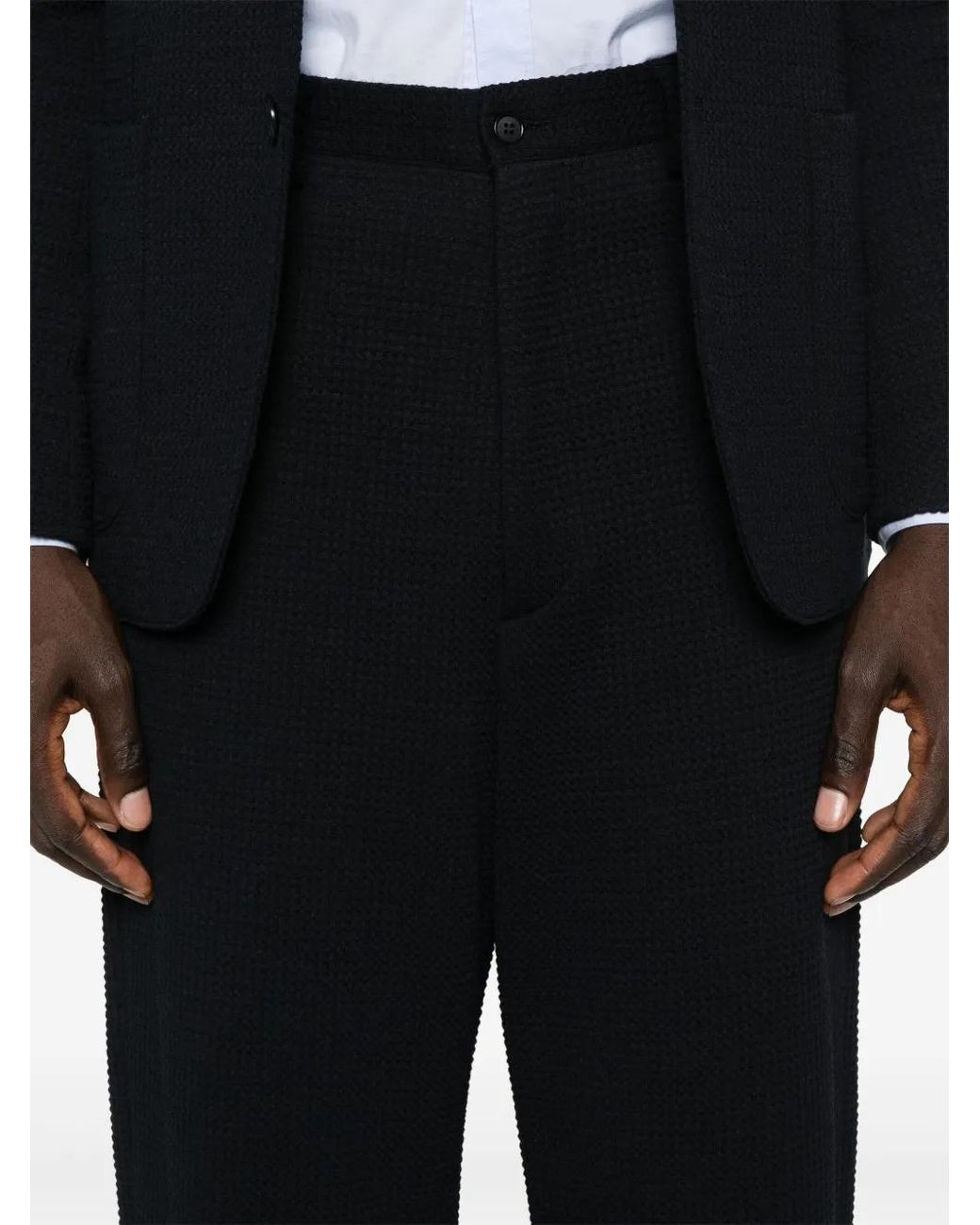 Giorgio Armani Black Textured Tapered Trousers for men