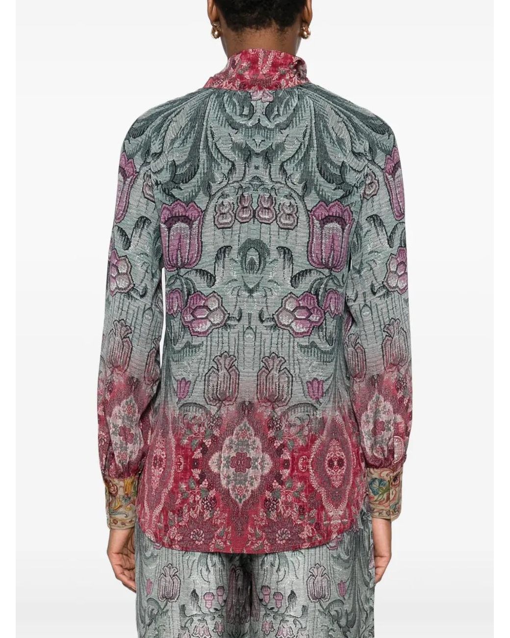 Pierre Louis Mascia Red Floral-Print Pussy-Bow Shirt