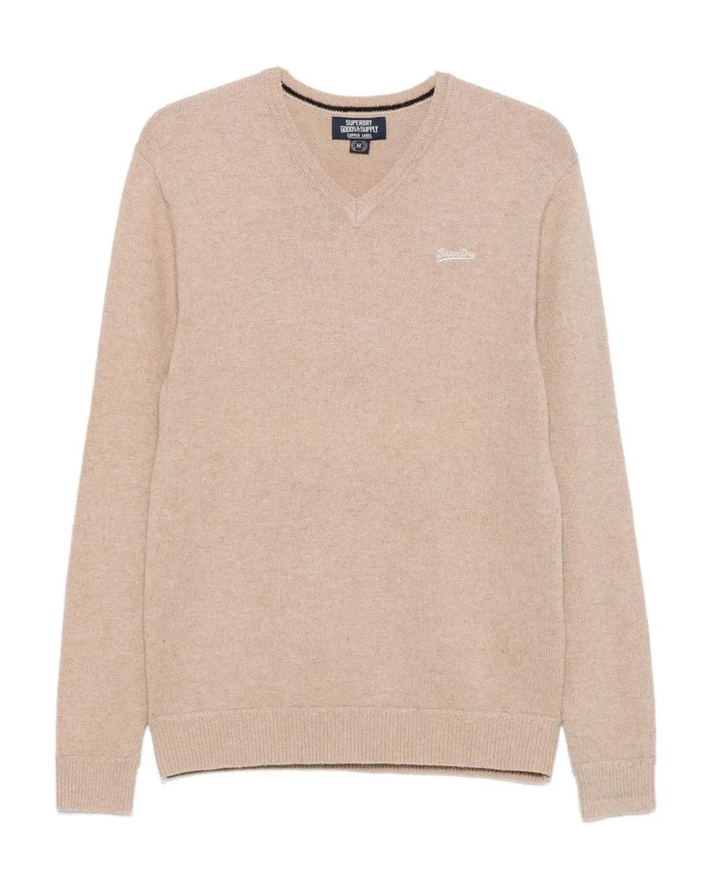 Superdry Natural Logo-Embroidered V-Neck Jumper for men
