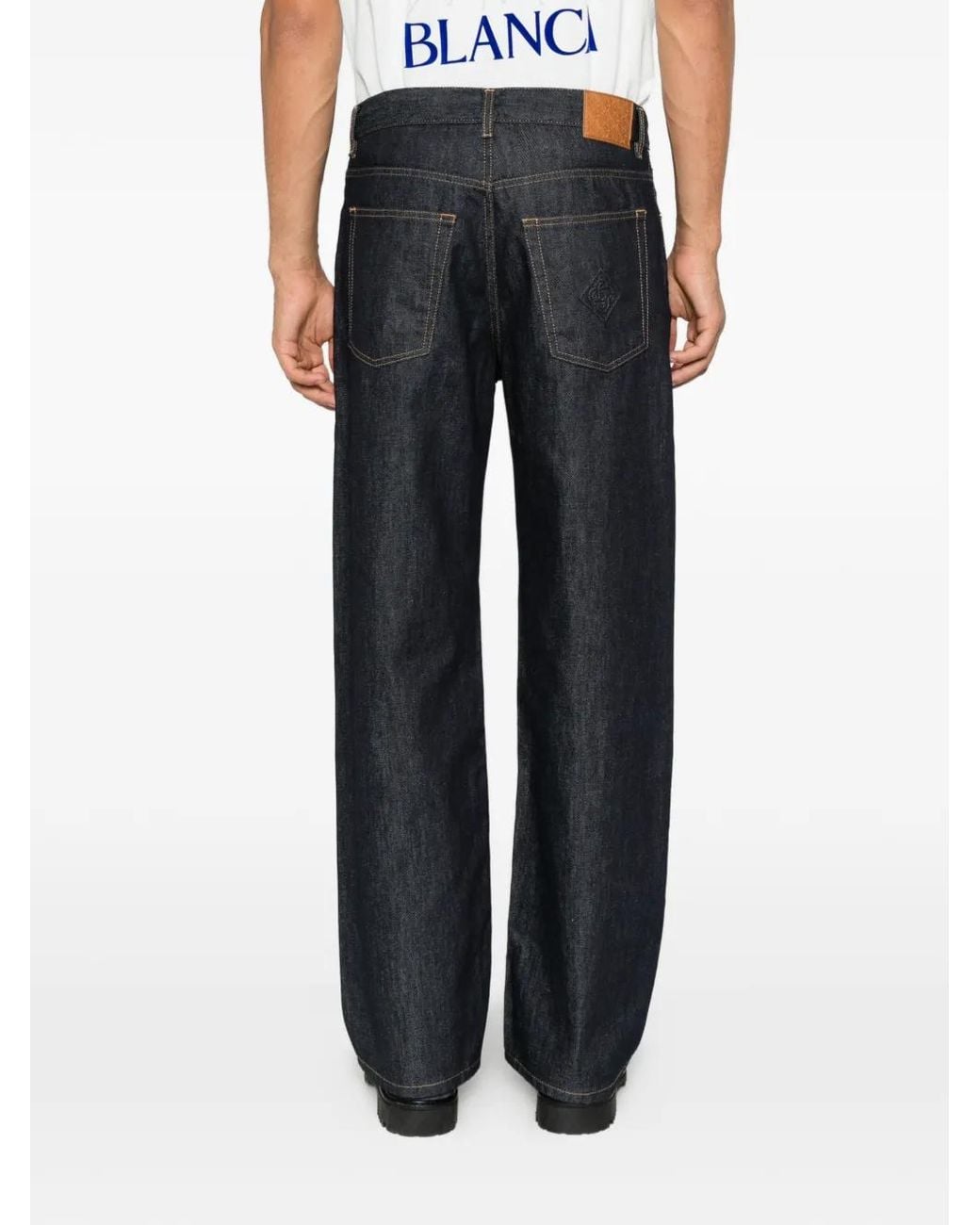 Casablanca Gray Logo-Embroidered Wide-Leg Jeans for men