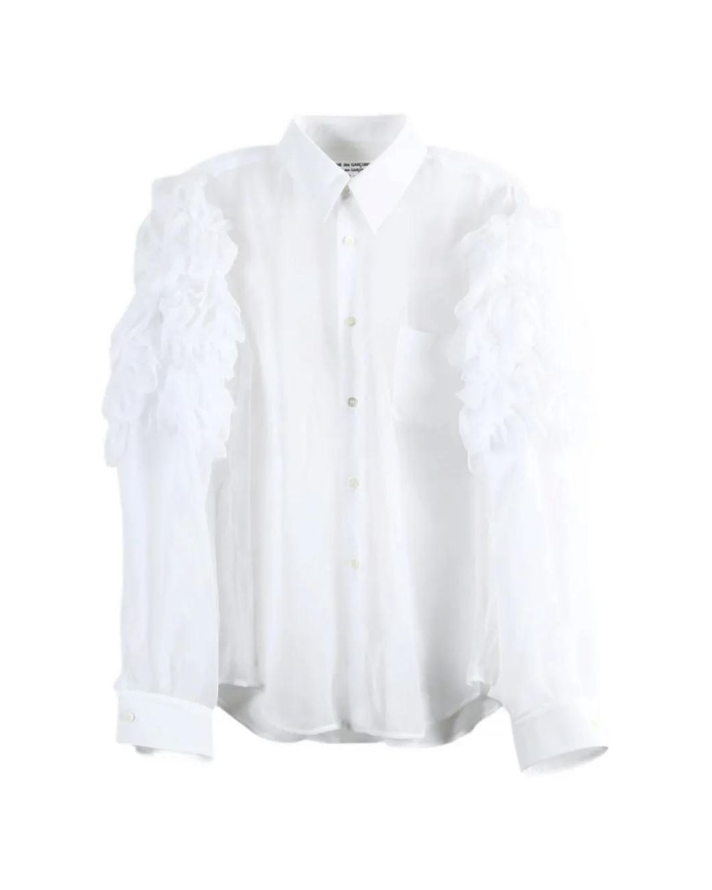 Comme des Garçons White Ruffled-Sleeve Shirt