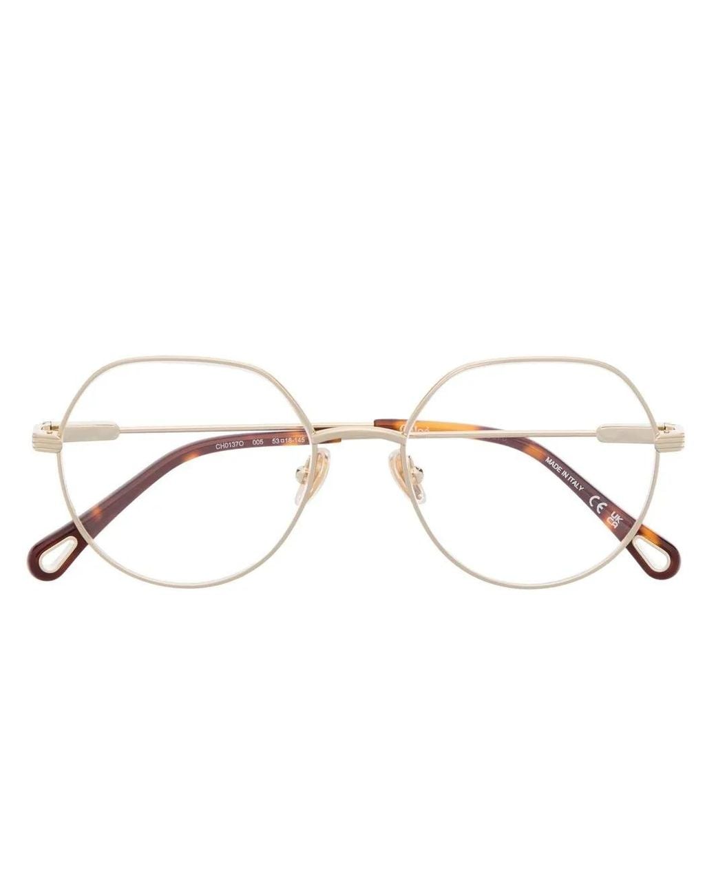 Chloé Metallic Benjamine Round-Frame Glasses
