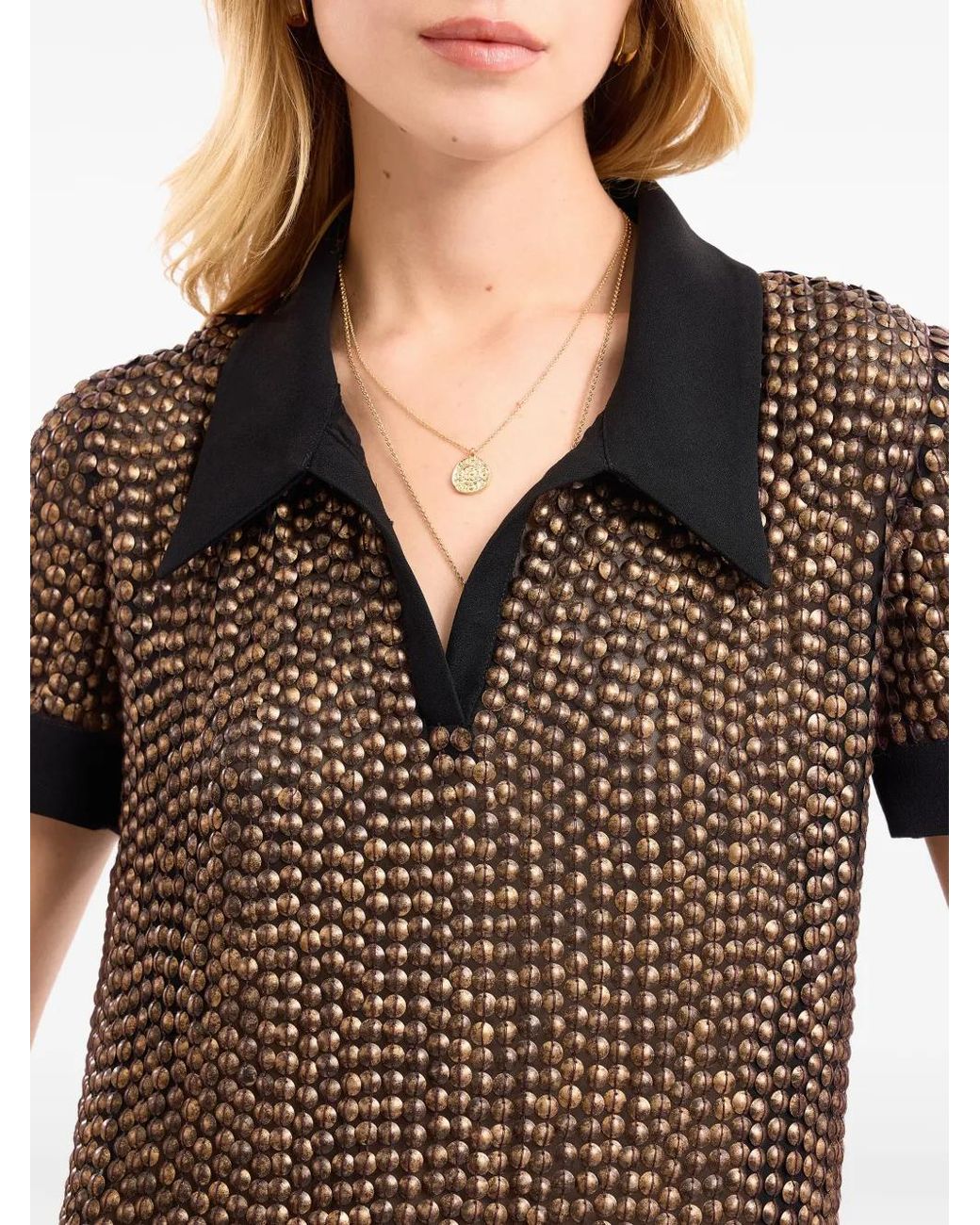 Gemy Maalouf Brown Studded T-Shirt Mini Dress