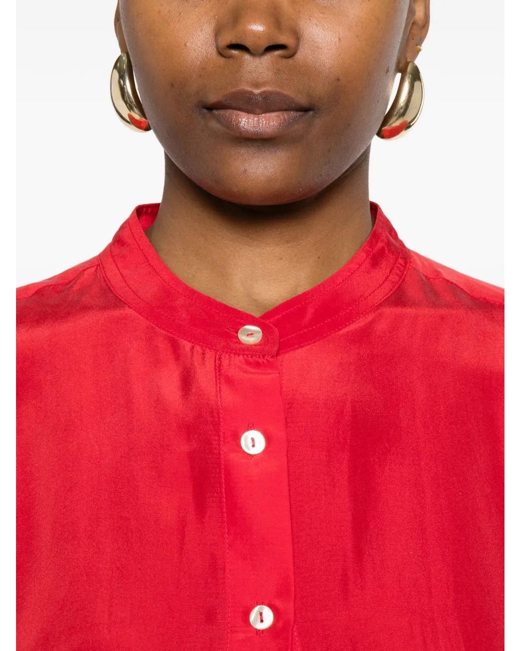 P.A.R.O.S.H. Red Robe Mi-Longue À Boutonnière