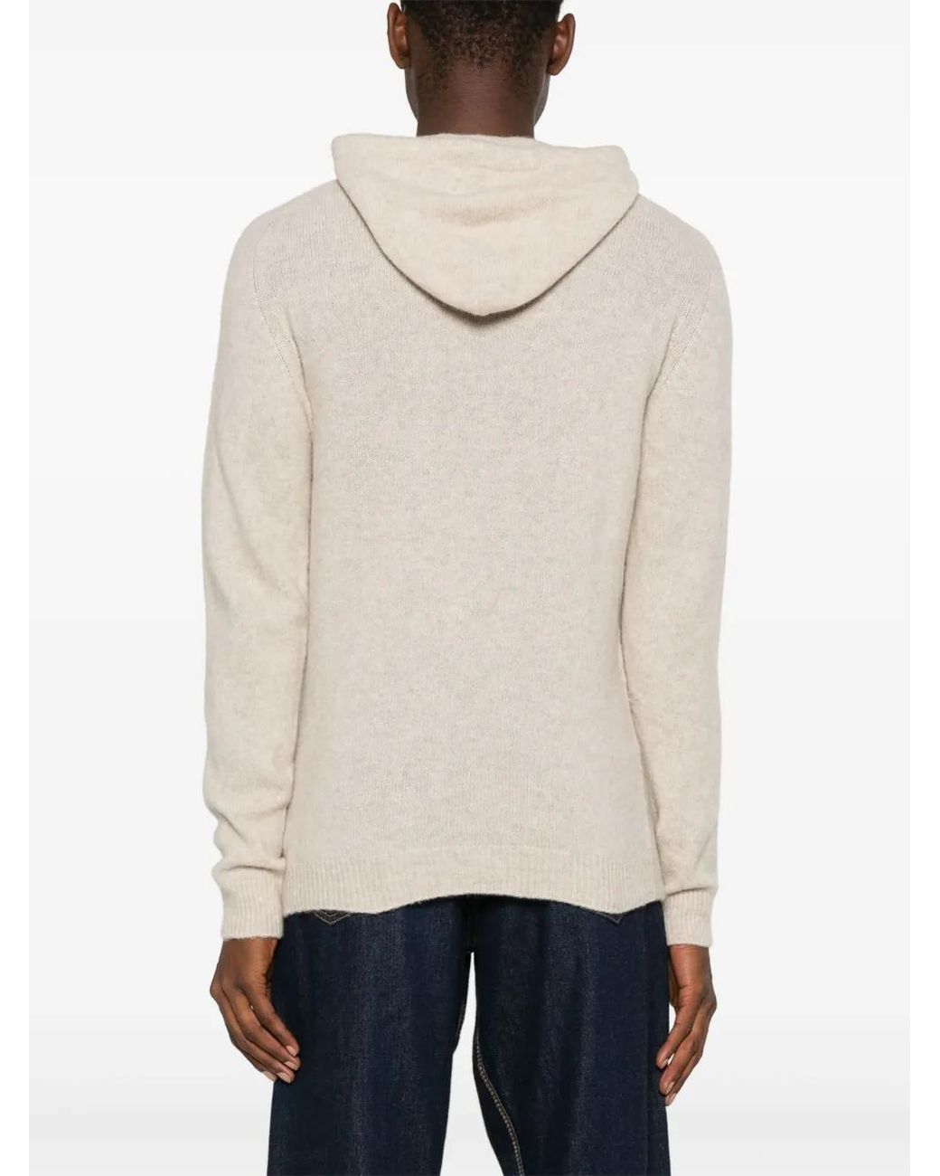 Roberto Collina Natural Slouchy Cashmere-Silk Blend Hoodie for men
