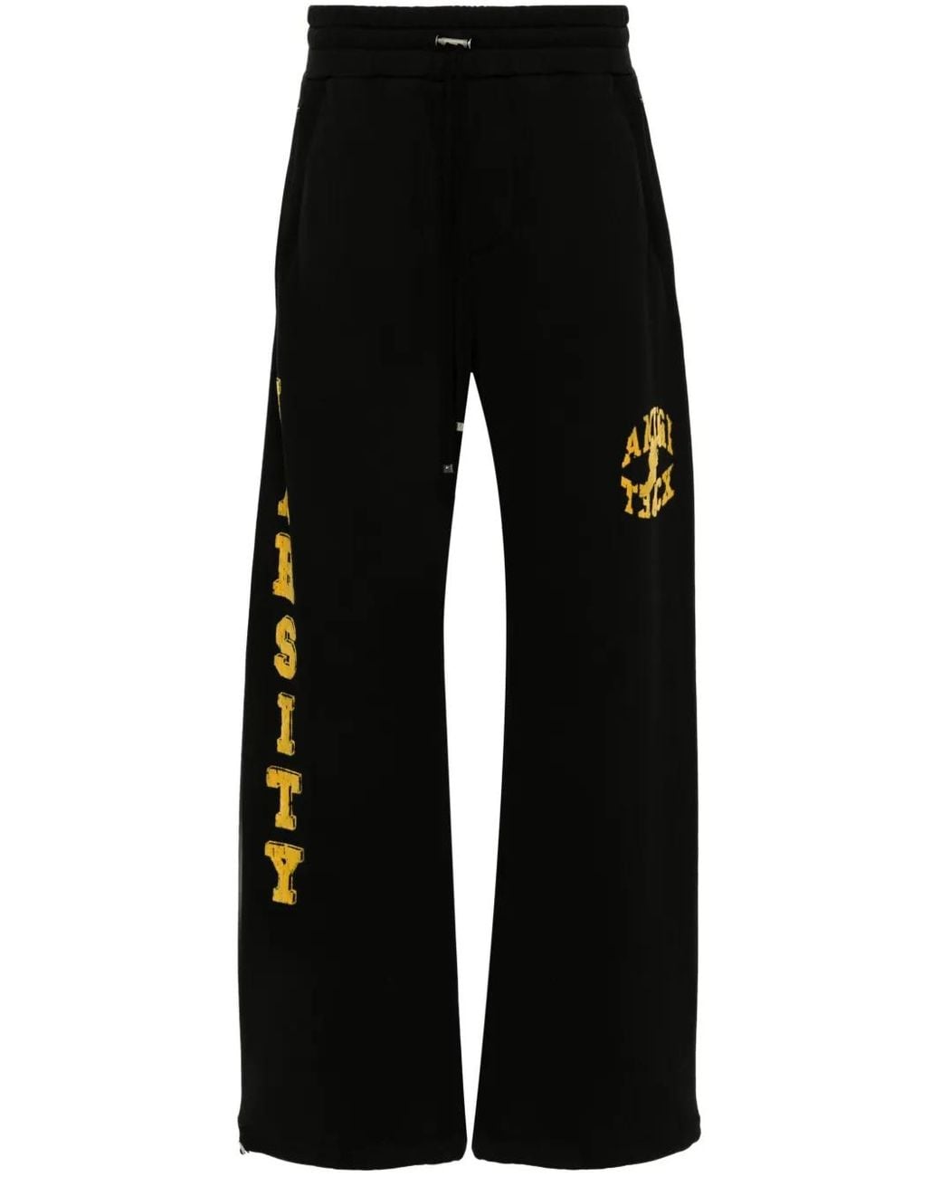 Amiri Black Flocked-Logo Cotton Track Pants for men