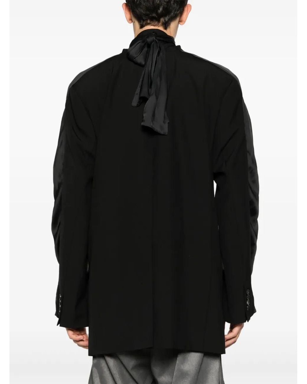 Y. Project Black Scarf-Detail Single-Breasted Blazer