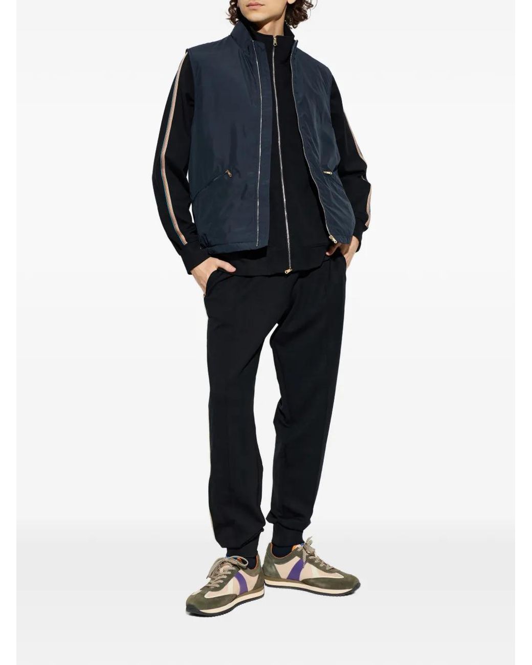 Paul Smith Black Zip Striped Sweatshirt for men