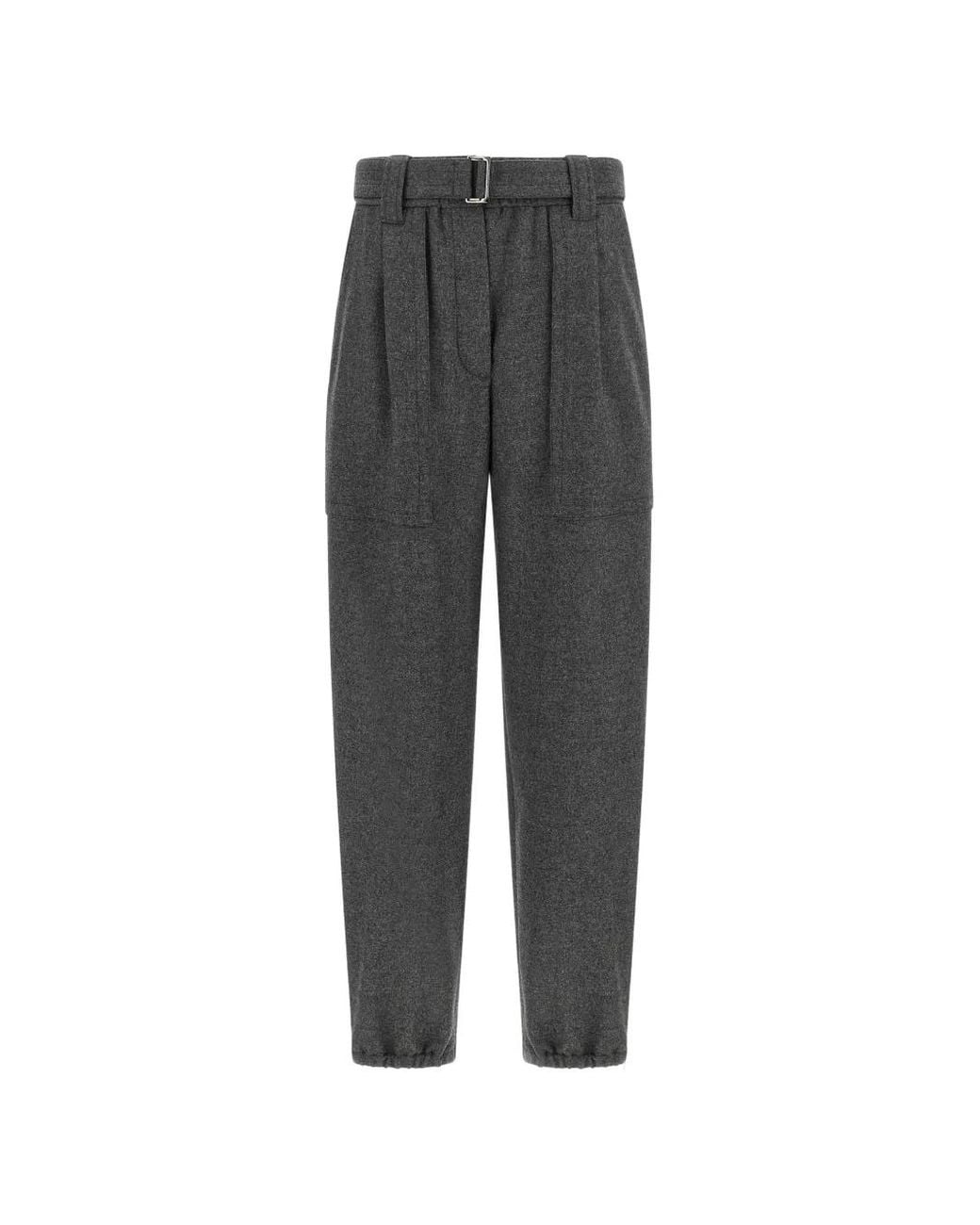 Brunello Cucinelli Gray Flannel Loose Cargo Trousers