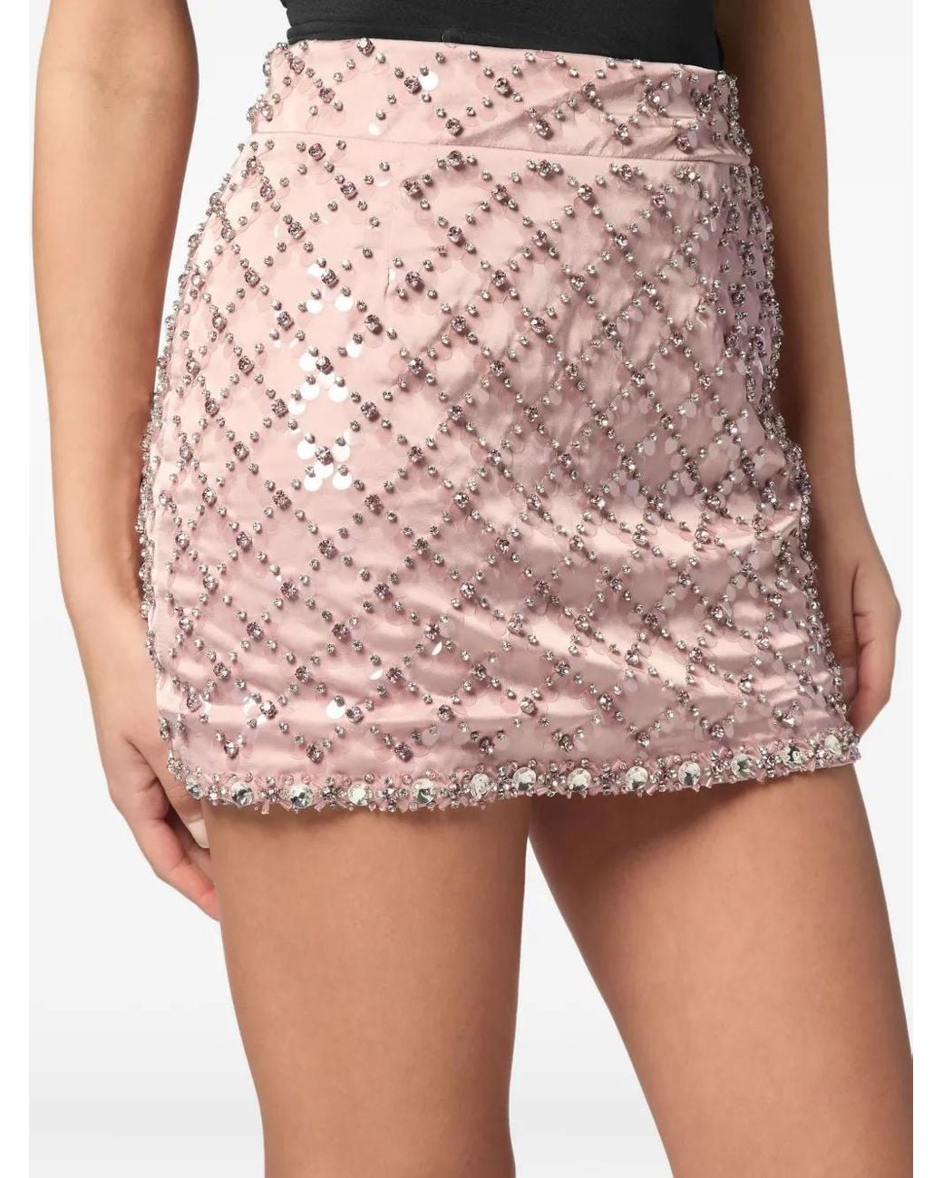 Philipp Plein Pink Paillette-Embellished Mini Skirt