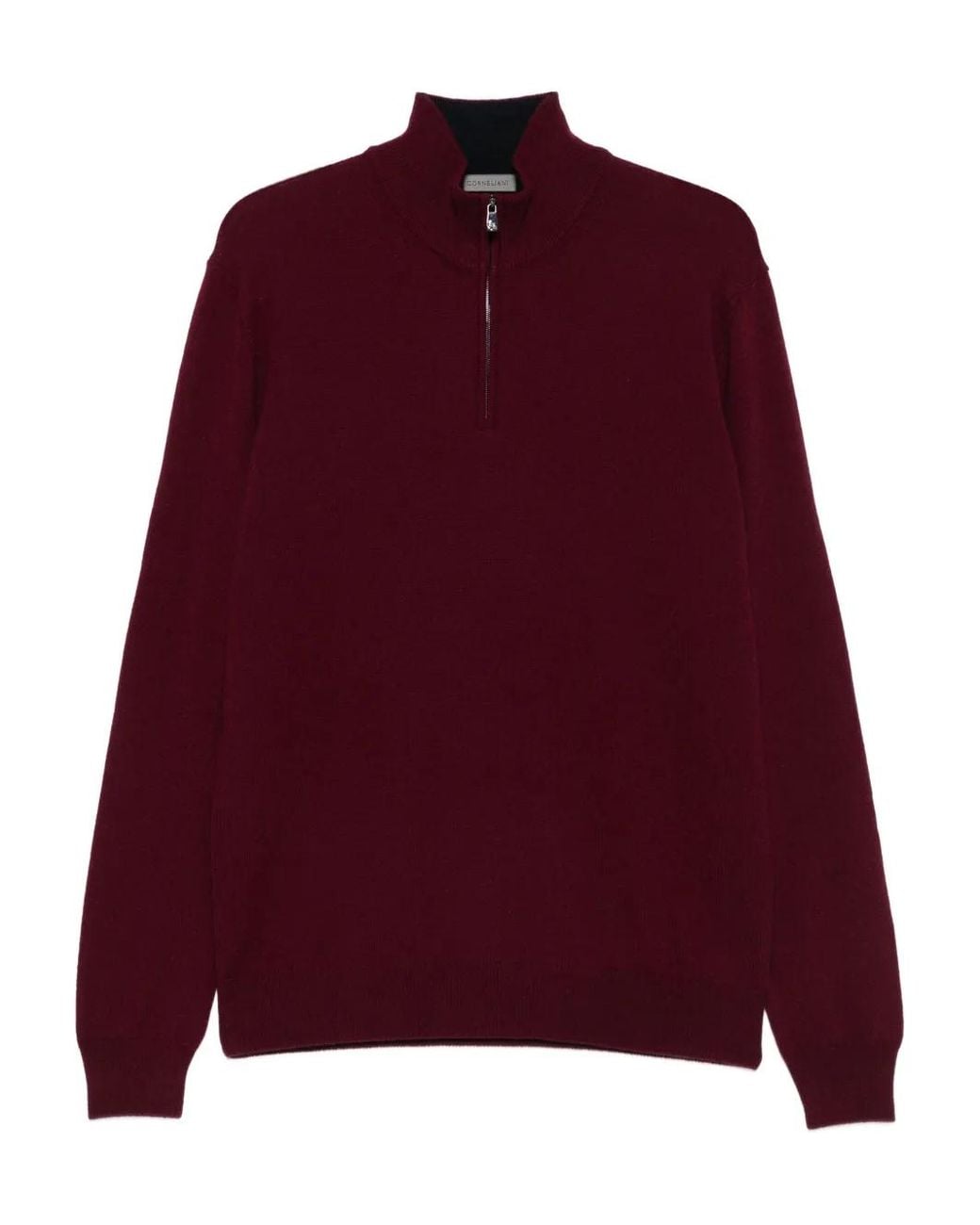 Corneliani Red High-Neck Half-Zip Jumper for men