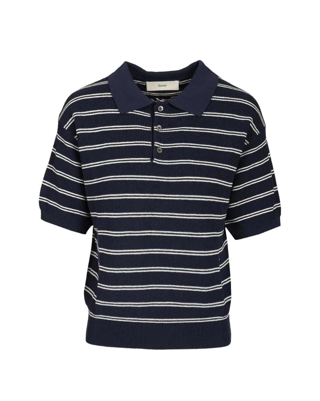 DUNST Blue Striped Short-Sleeve Knit Polo