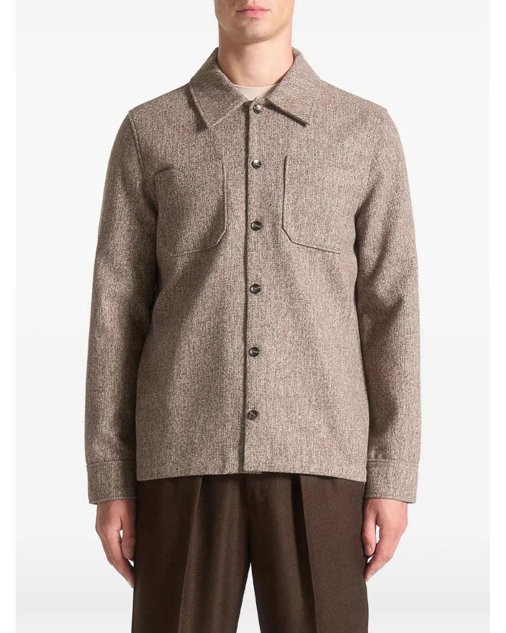 Manière De Voir Brown Melange Overshirt for men