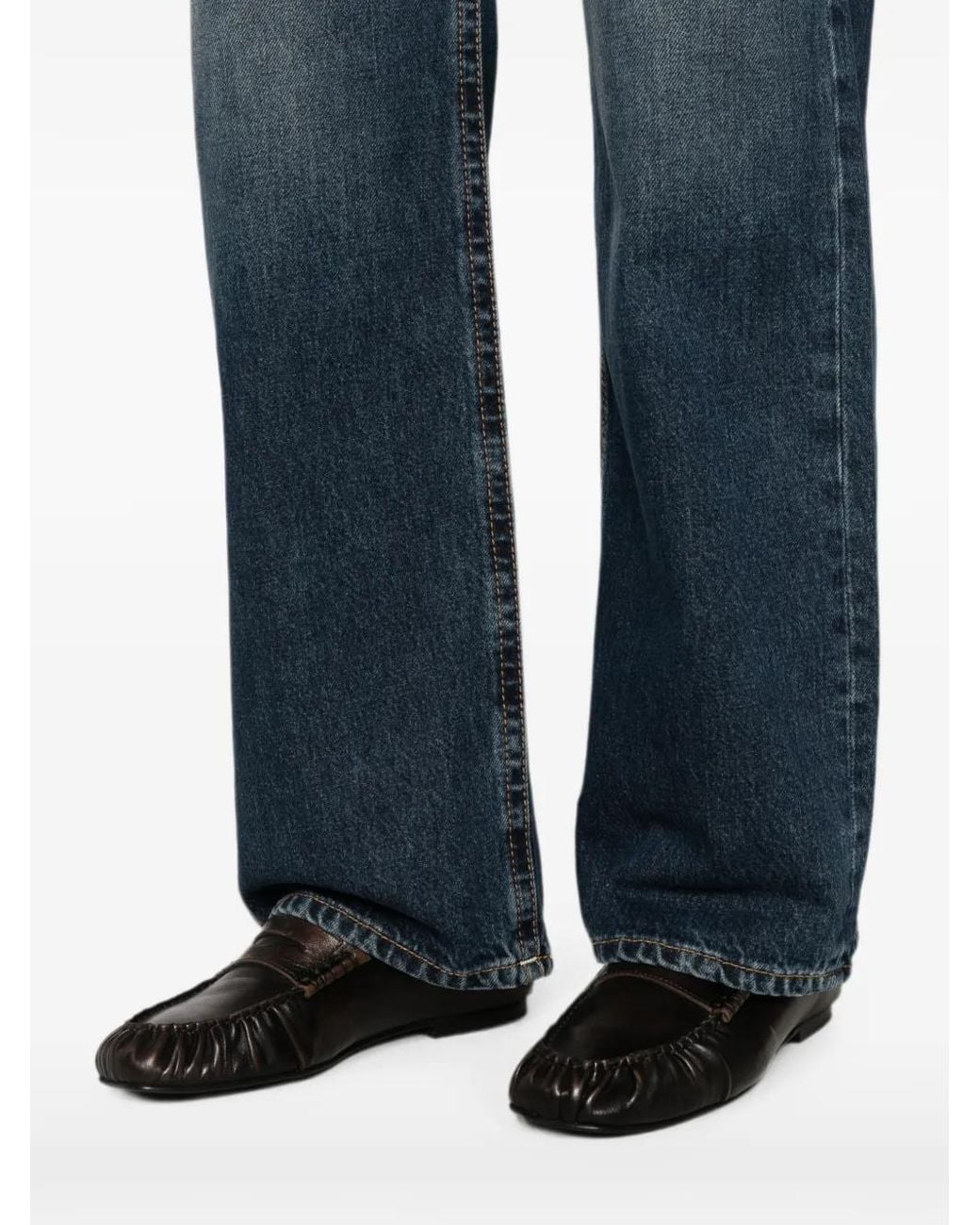 6397 Blue Faded-Effect Straight-Leg Jeans